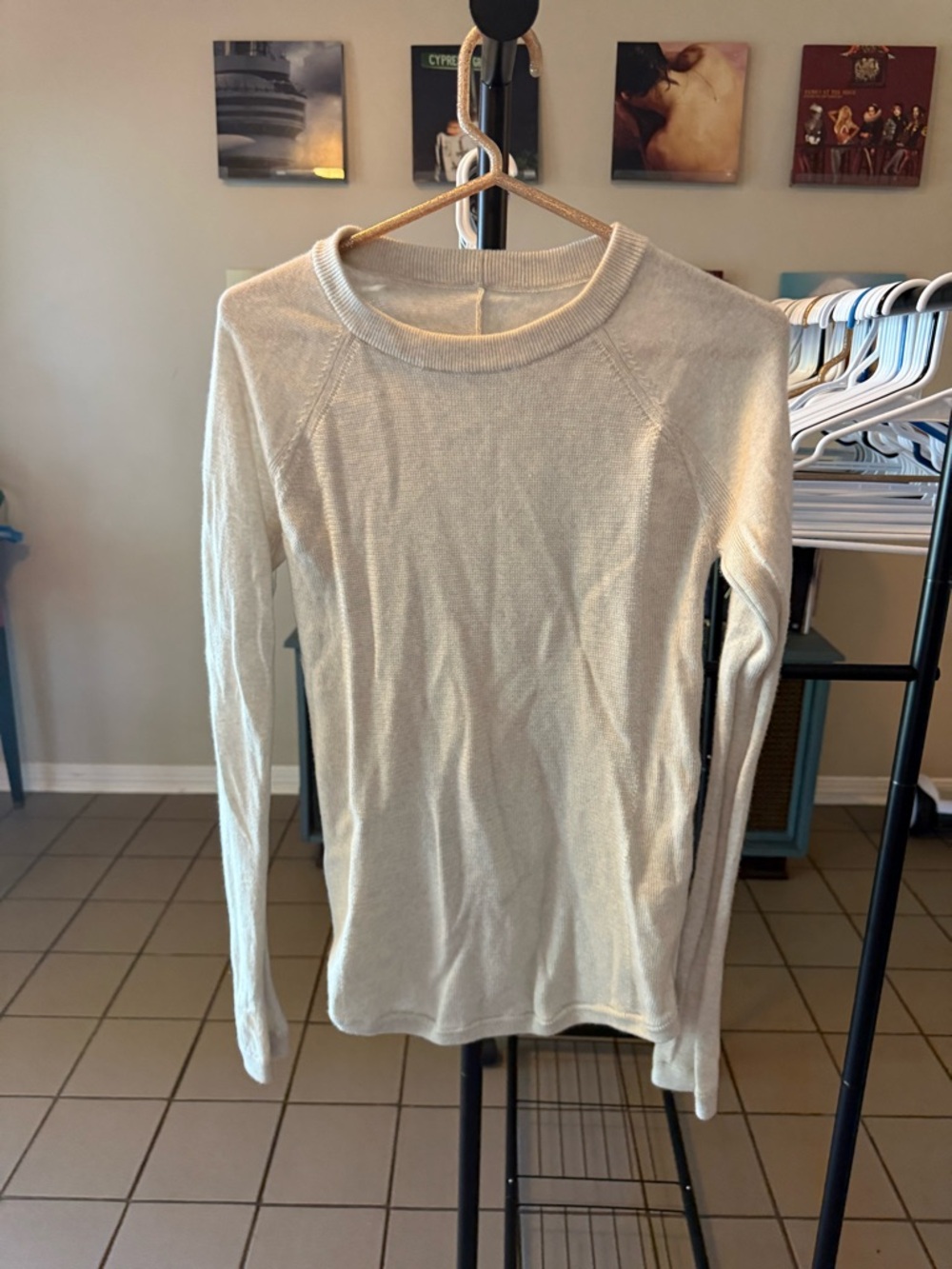 lululemon athletica Cream Long Sleeve Crew Neck Sweater